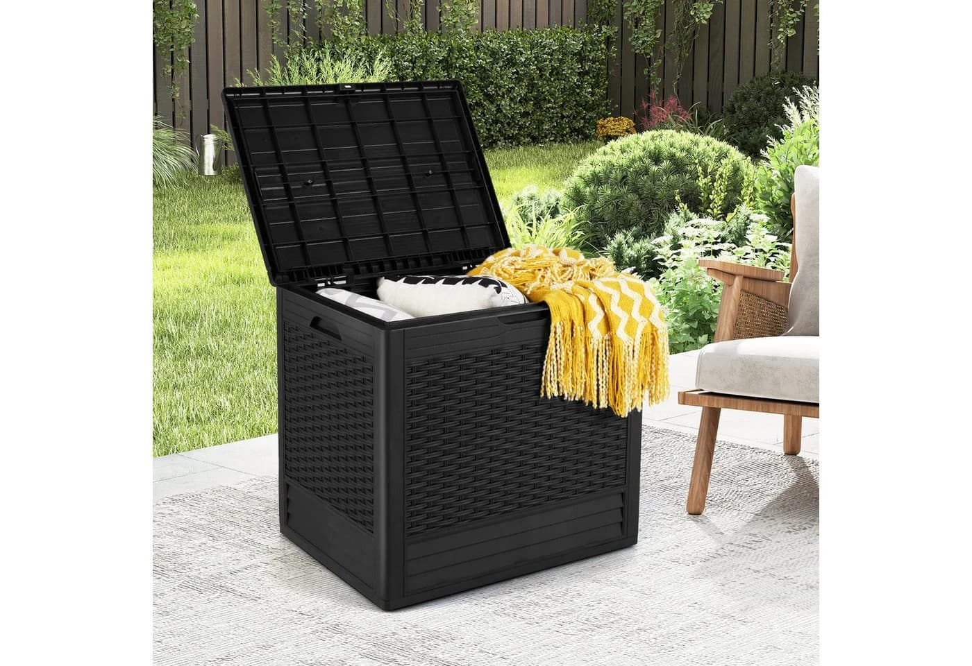 COSTWAY Auflagenbox 96L Braun Wetterfest