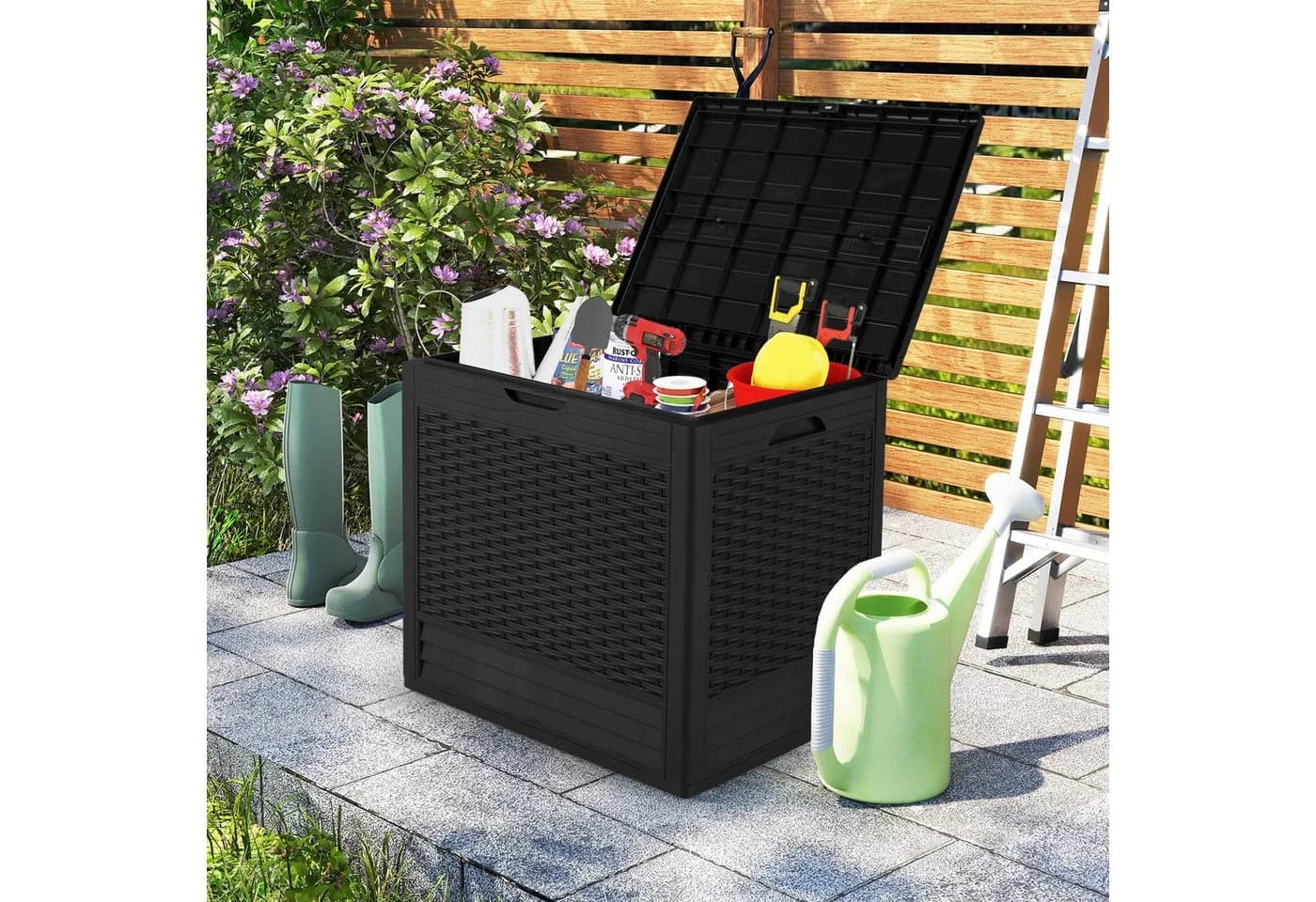 COSTWAY Auflagenbox 96L Braun Wetterfest - Bild 3