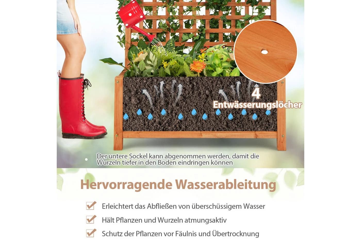 COSTWAY Hochbeet Tannenholz Kletterspalier