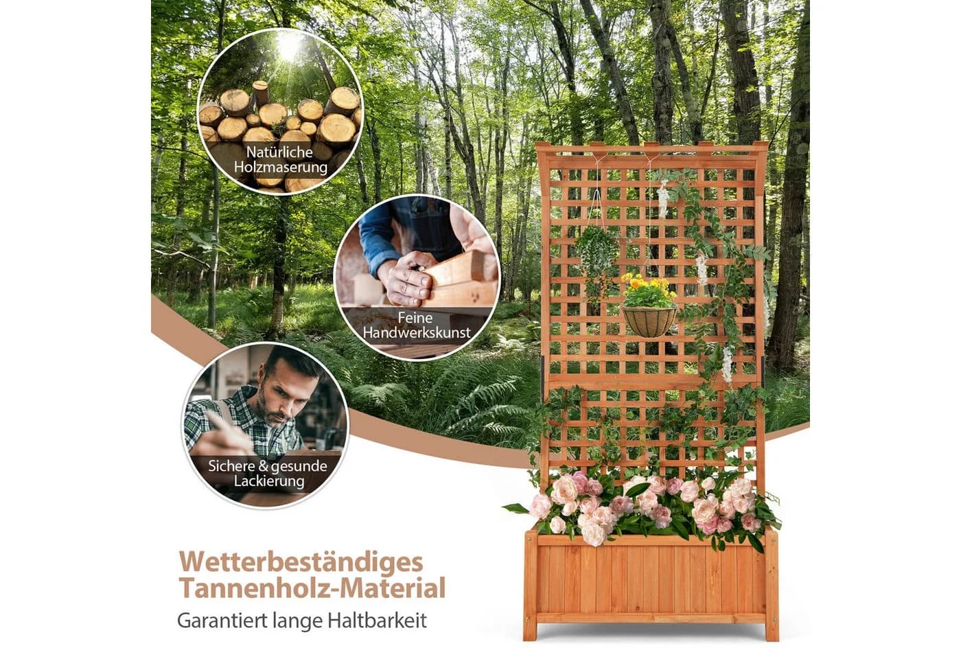 COSTWAY Hochbeet Tannenholz Kletterspalier - Bild 5