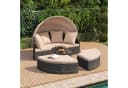 COSTWAY Sonneninsel Rattan mit Vordach und Kissen Beige Bild 1