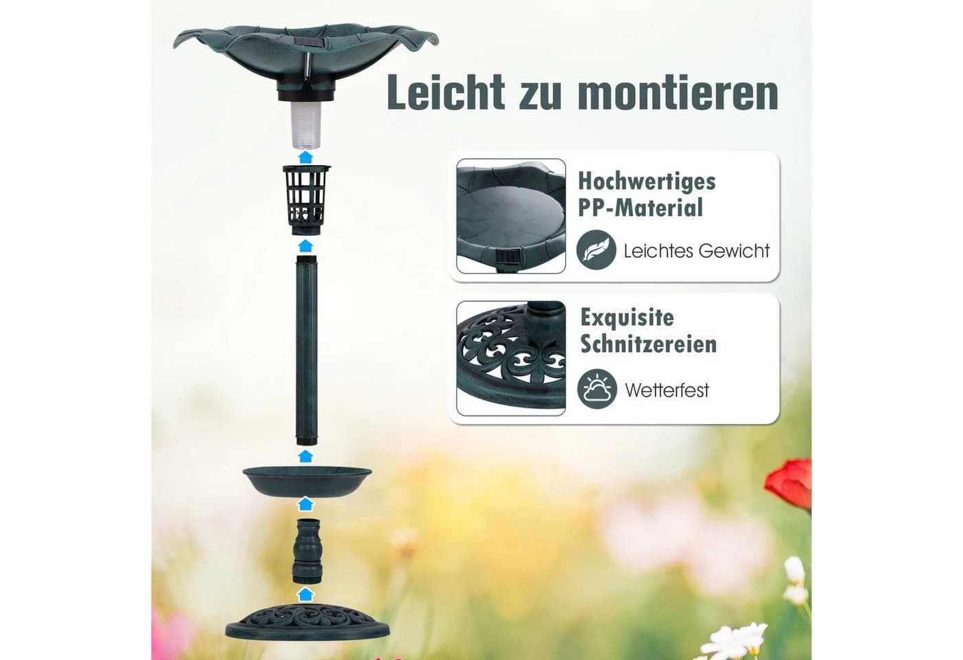 Vogeltränke und Futterspender mit Solarlicht - Bild 3