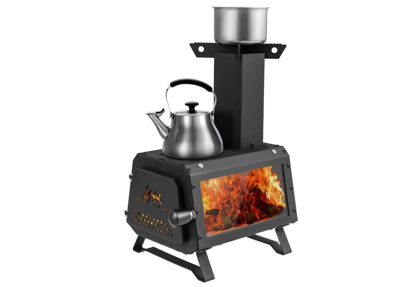 COSTWAY Feuerschale Holzkohle Outdoor BBQ Camping Holzofen Schwarz - Bild 2