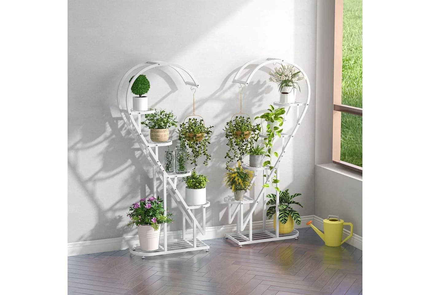 COSTWAY Blumenständer 2 St. Herzförmig 5-stufig Metall