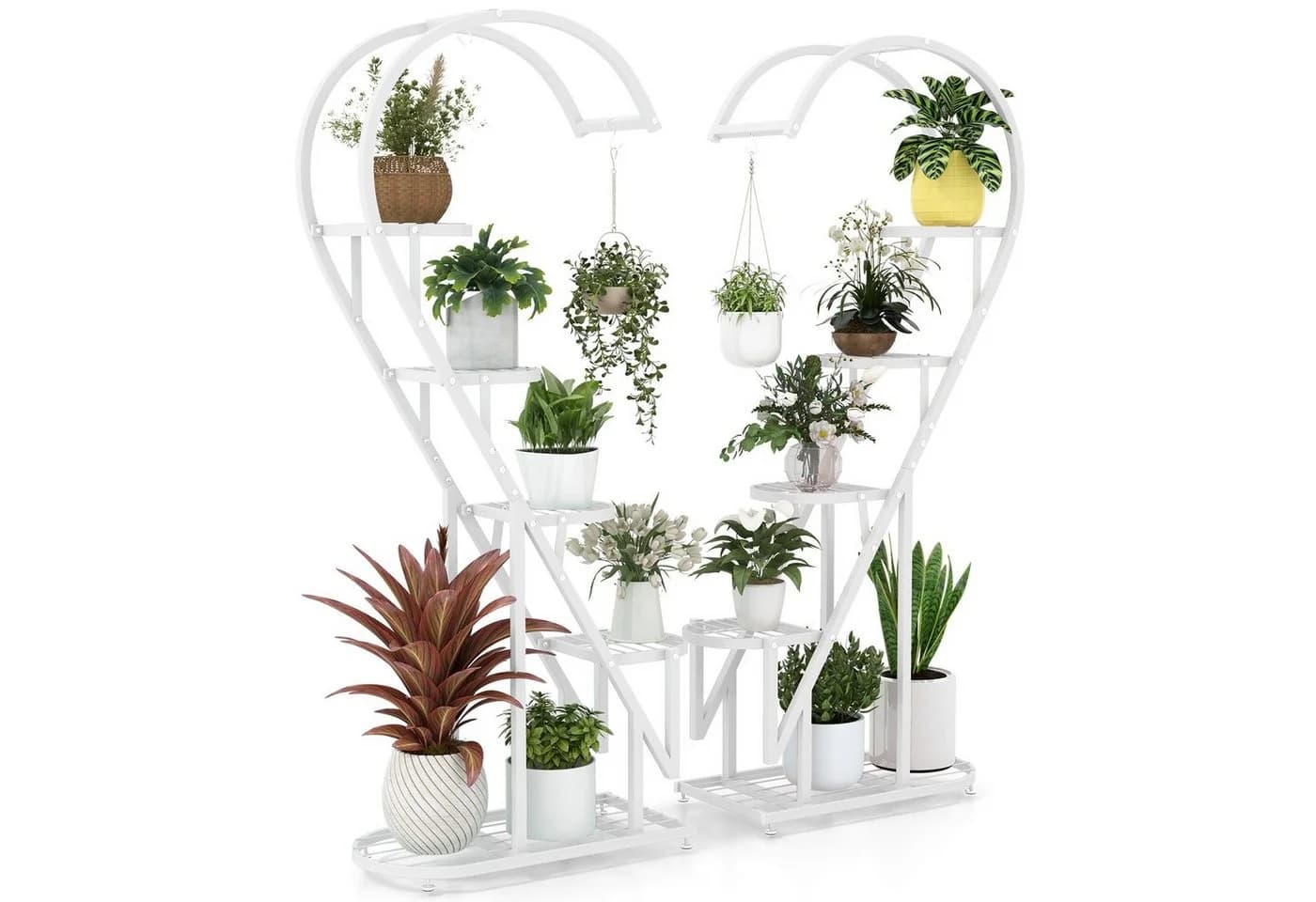 COSTWAY Blumenständer 2 St. Herzförmig 5-stufig Metall - Bild 2