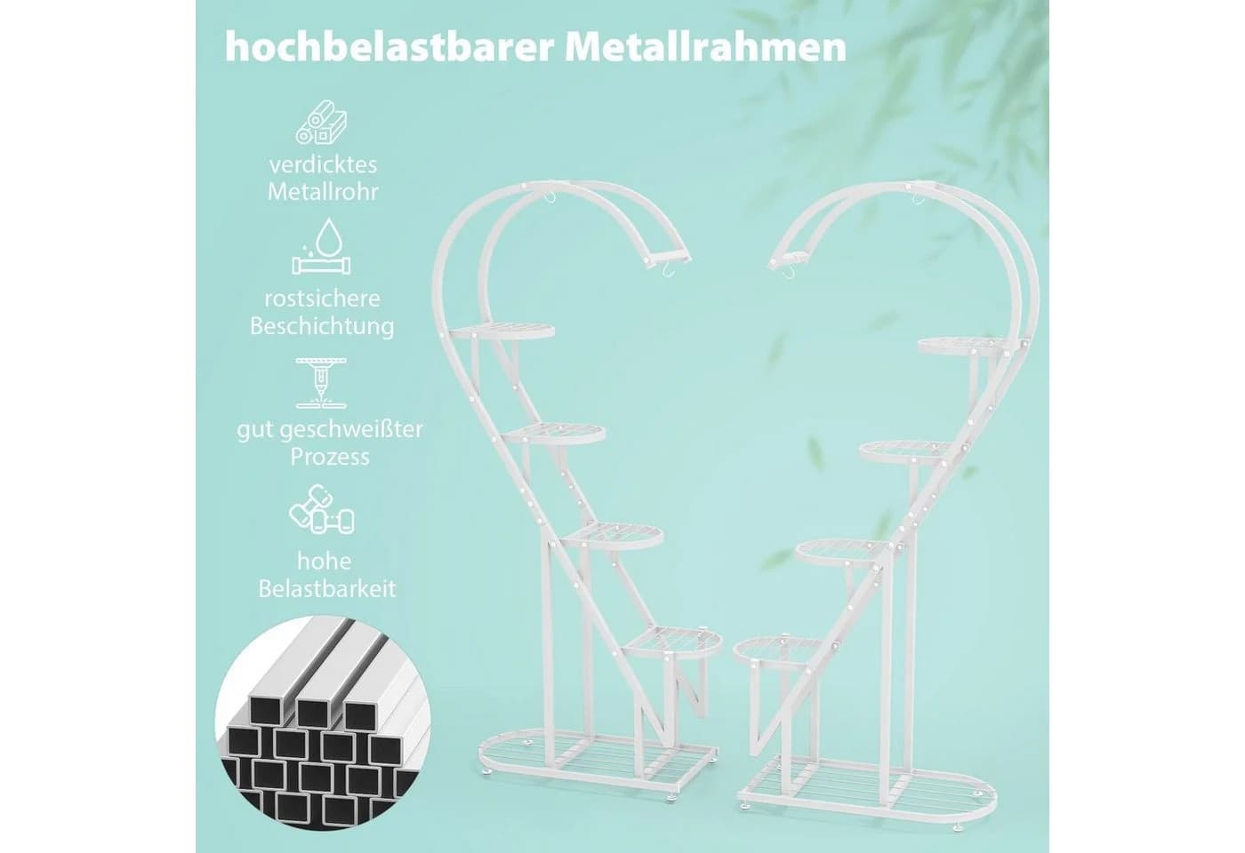 COSTWAY Blumenständer 2 St. Herzförmig 5-stufig Metall - Bild 4