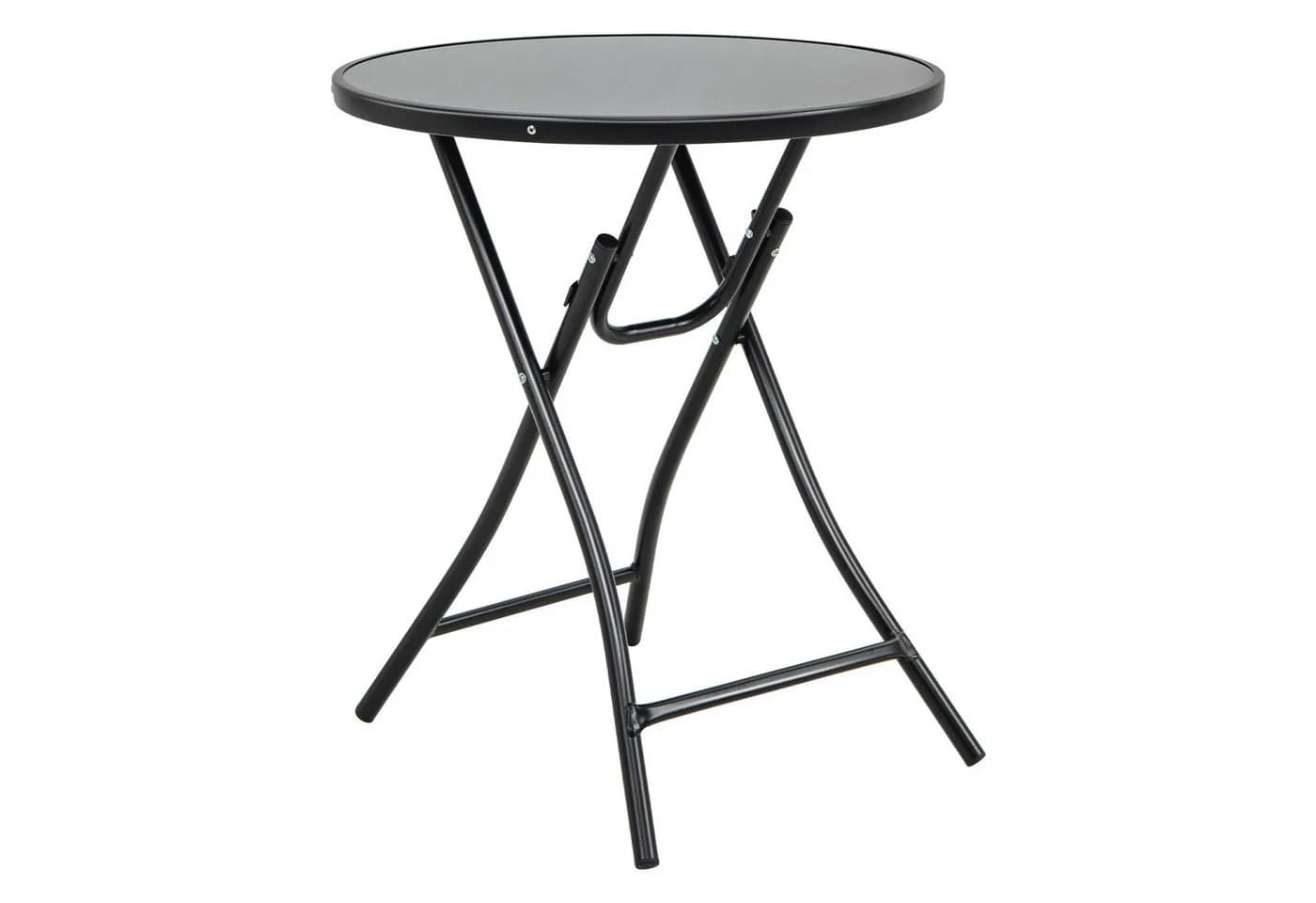 KOMFOTTEU Gartentisch Ø59cm Schwarz Metall & Glas - Bild 2