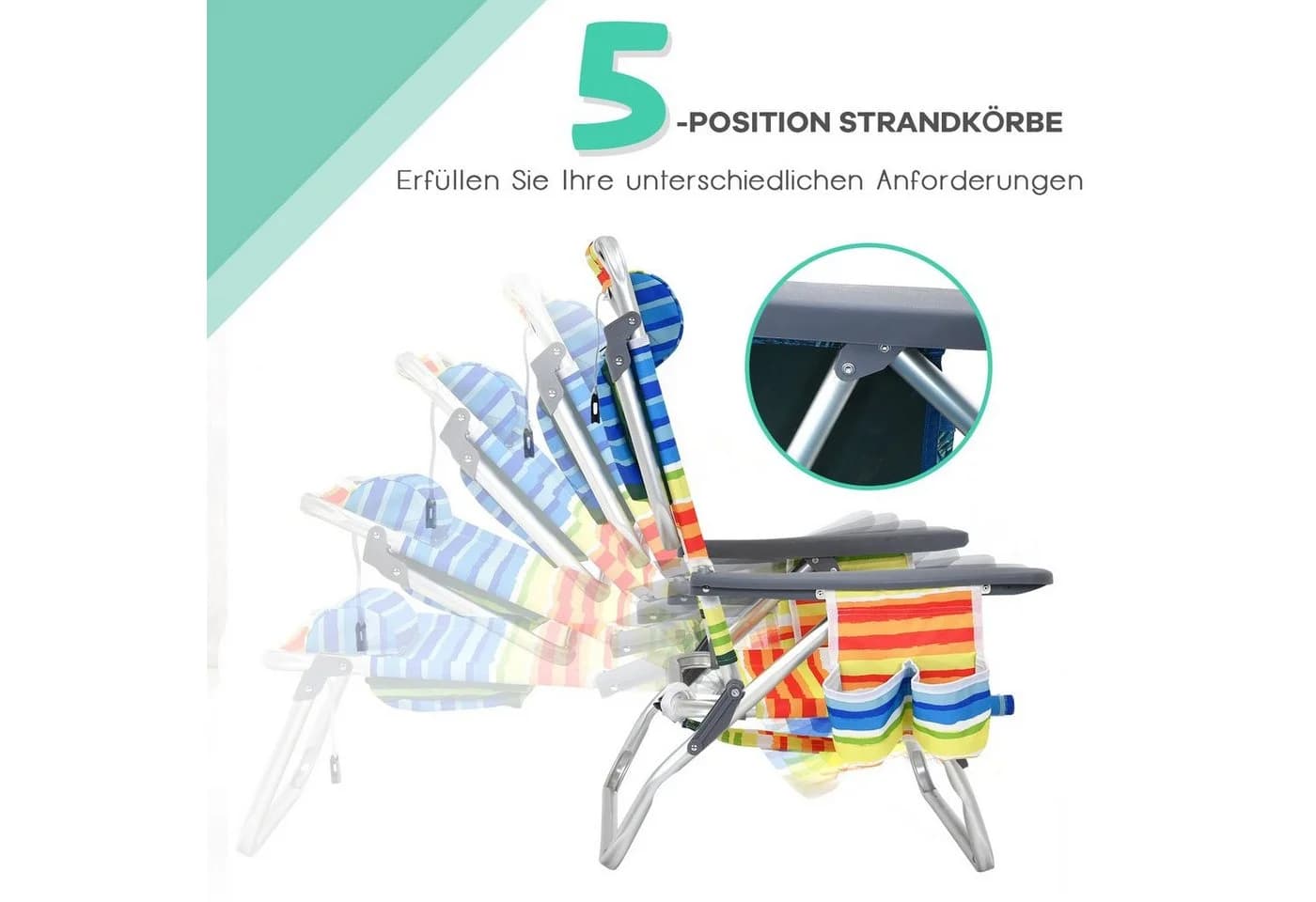 COSTWAY 3-teiliges Campingstuhl-Set mit Tisch klappbar verstellbar