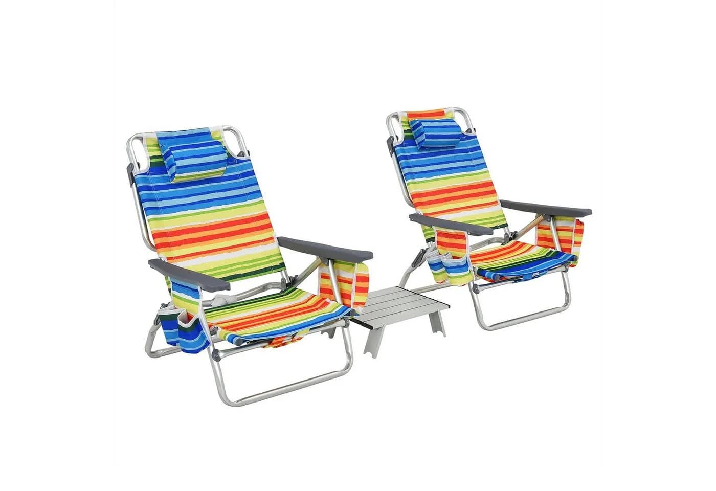 COSTWAY 3-teiliges Campingstuhl-Set mit Tisch klappbar verstellbar - Bild 2