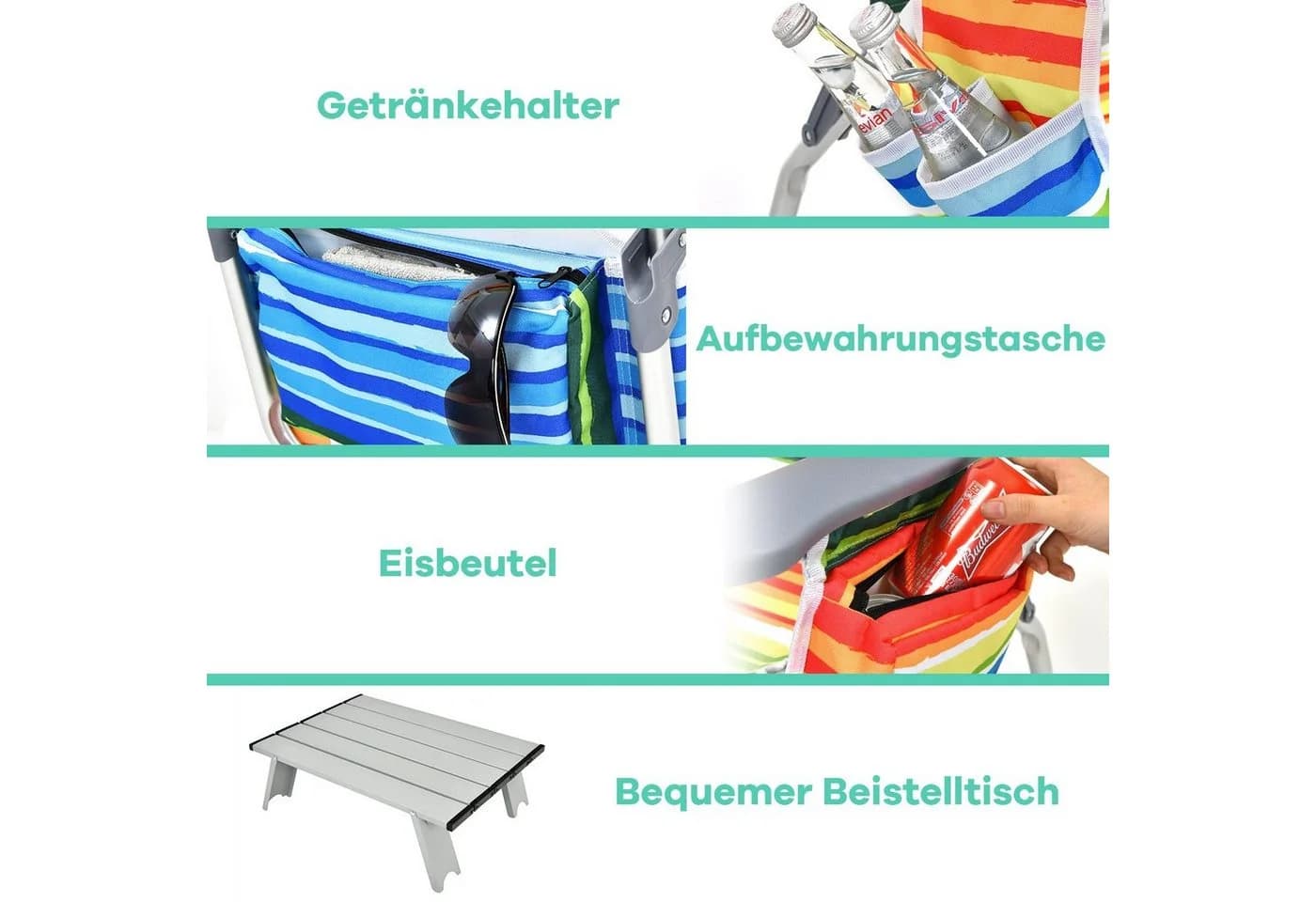 COSTWAY 3-teiliges Campingstuhl-Set mit Tisch klappbar verstellbar - Bild 4