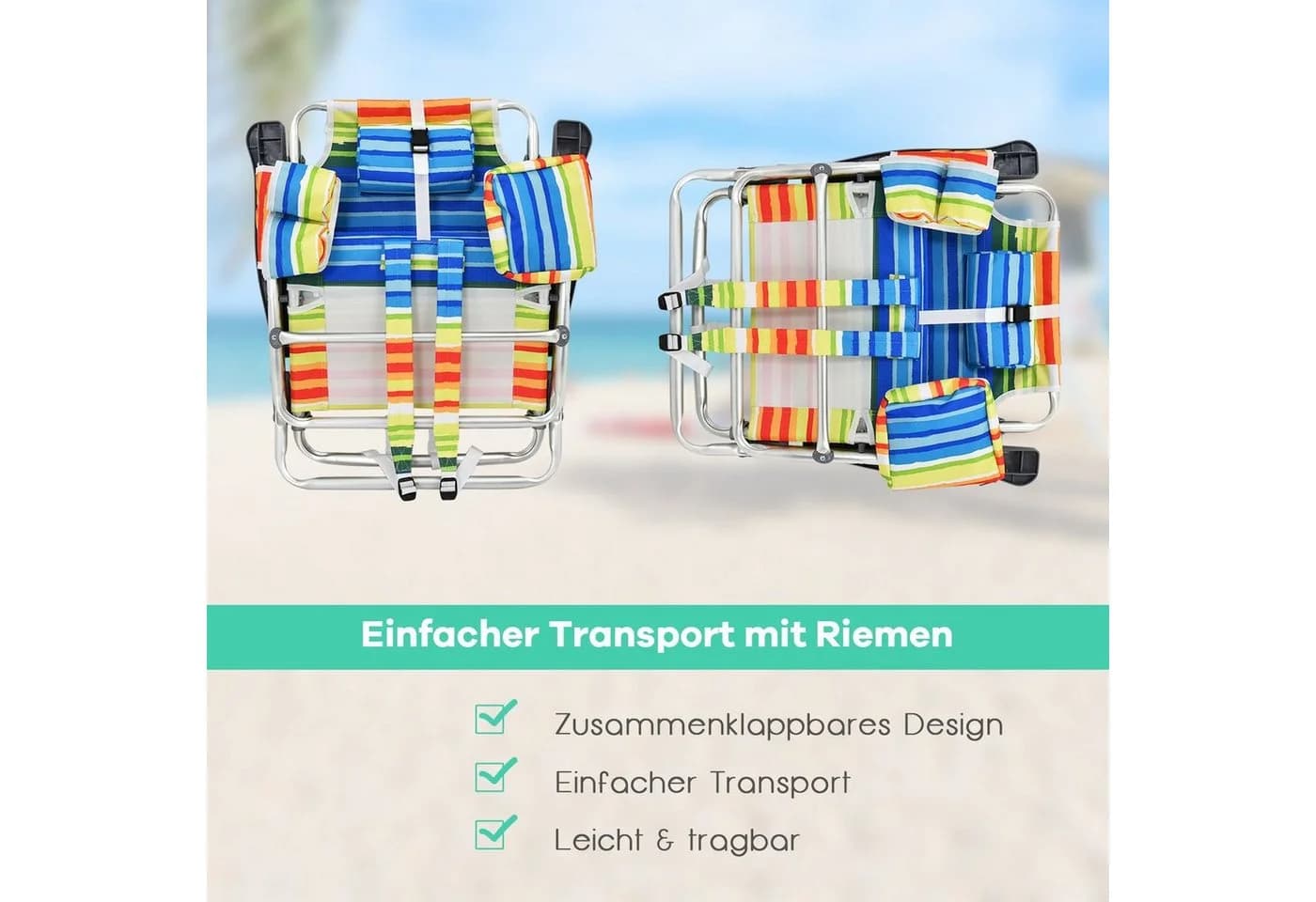 COSTWAY 3-teiliges Campingstuhl-Set mit Tisch klappbar verstellbar - Bild 5