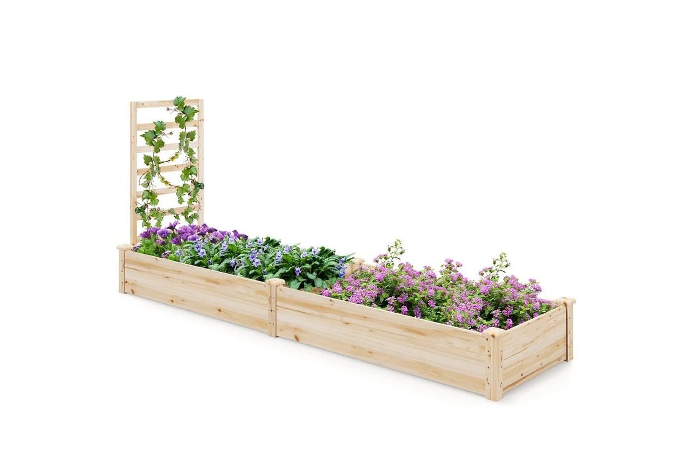 COSTWAY Hochbeet mit Rankgitter, Blumenkasten aus Tannenholz - Bild 2