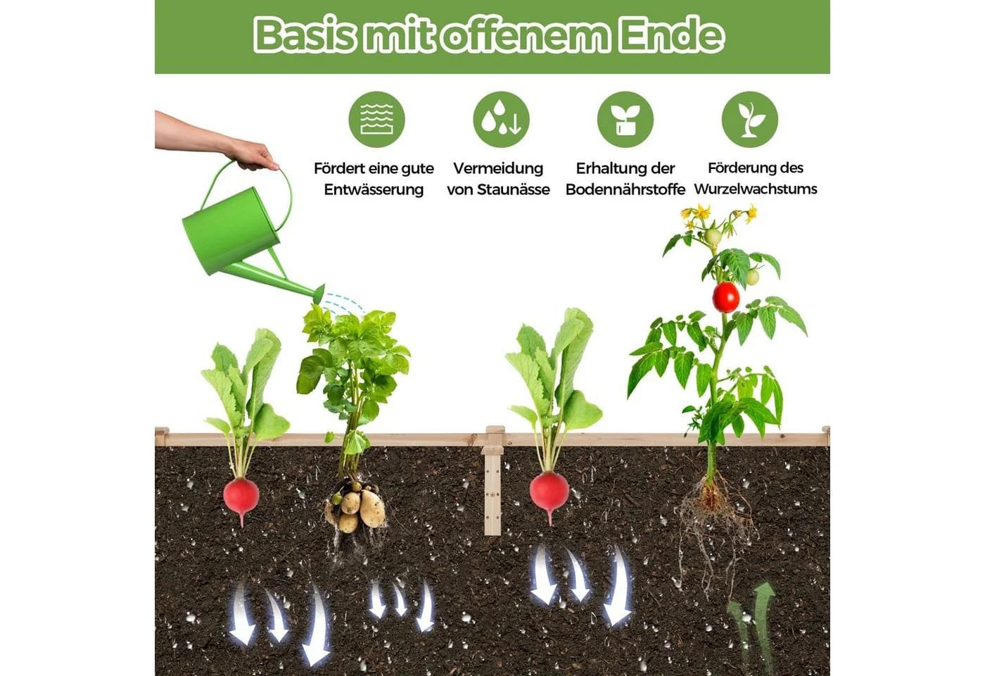 COSTWAY Hochbeet mit Rankgitter, Blumenkasten aus Tannenholz - Bild 3