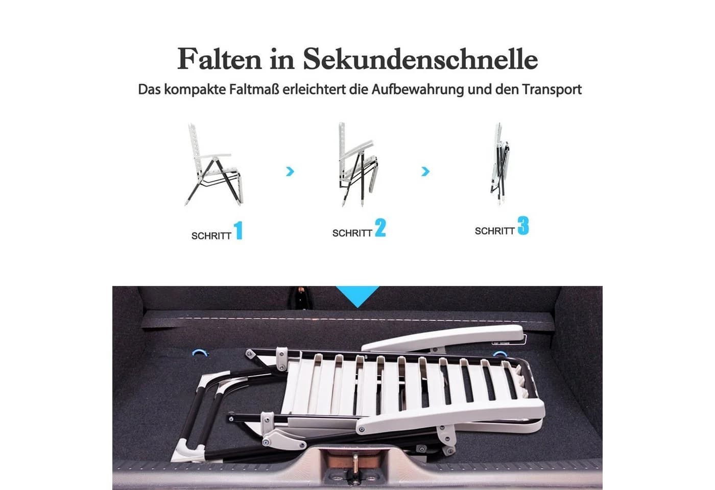 COSTWAY Gartenliege Liegestuhl 2 St. 7-fach verstellbar klappbar weiß - Bild 4