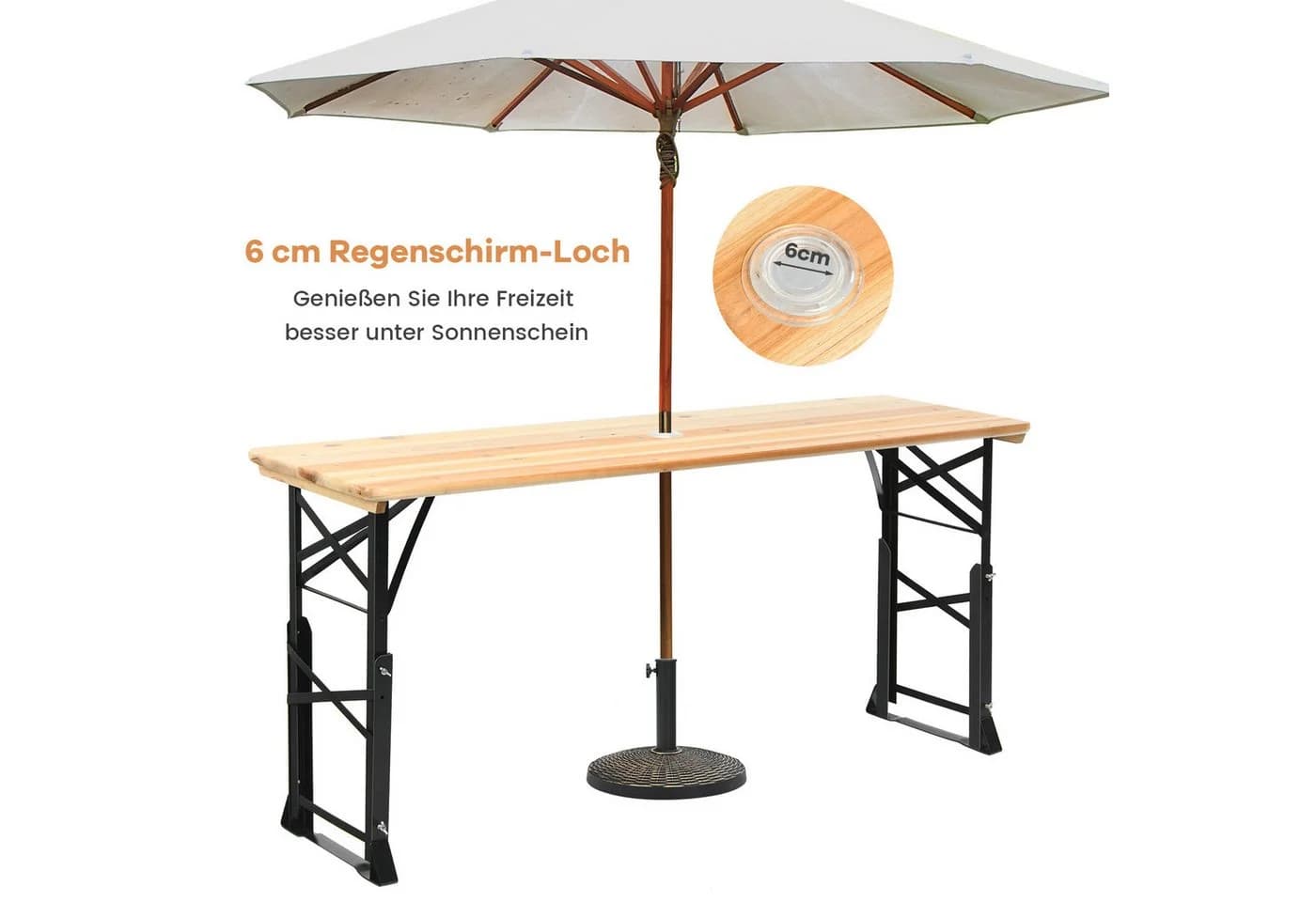 COSTWAY Gartentisch Klappbar & Höhenverstellbar Holz Metall - Bild 4