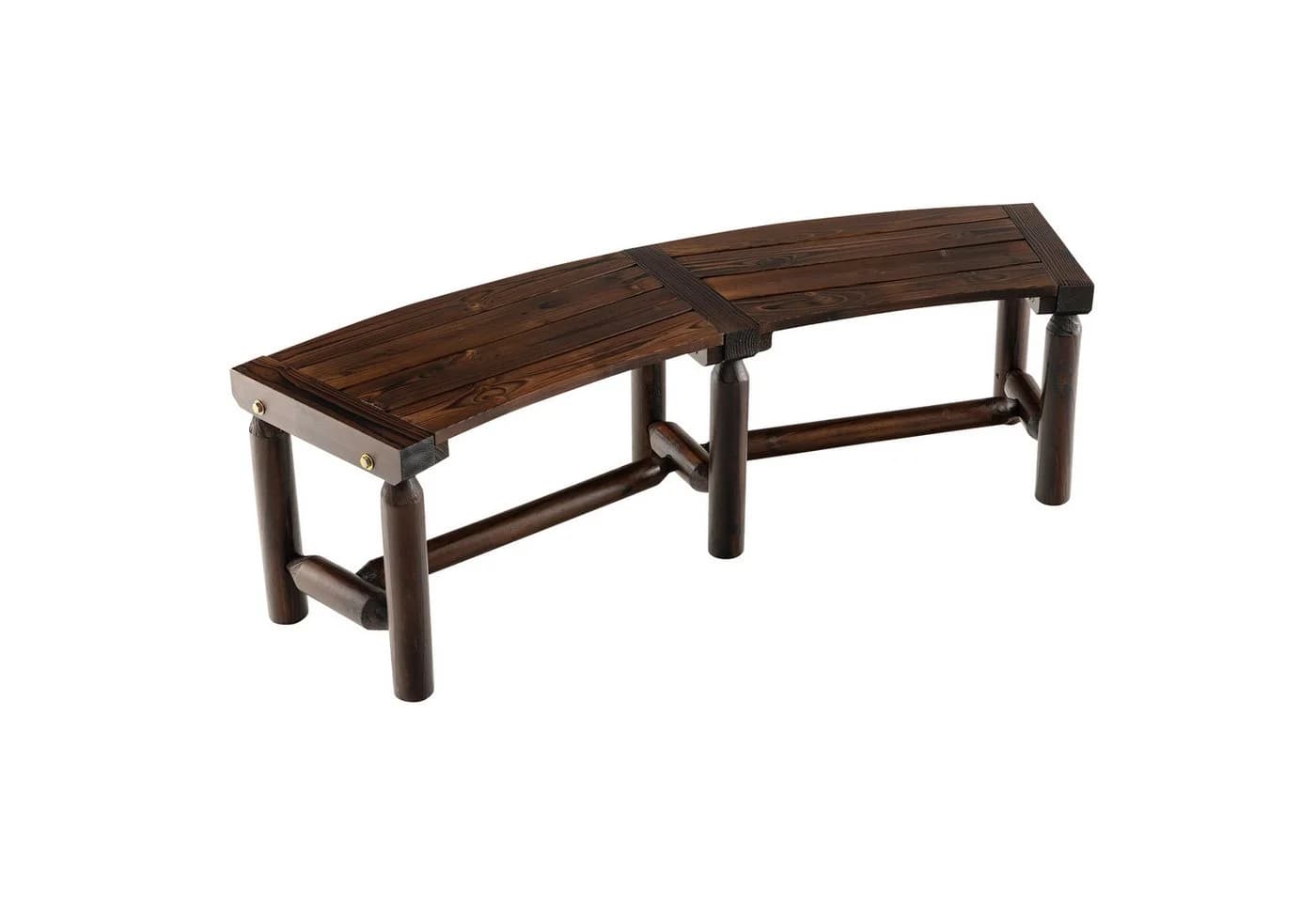 COSTWAY Gartenbank Gebogenes Design Braunes Holz 139 cm - Bild 2