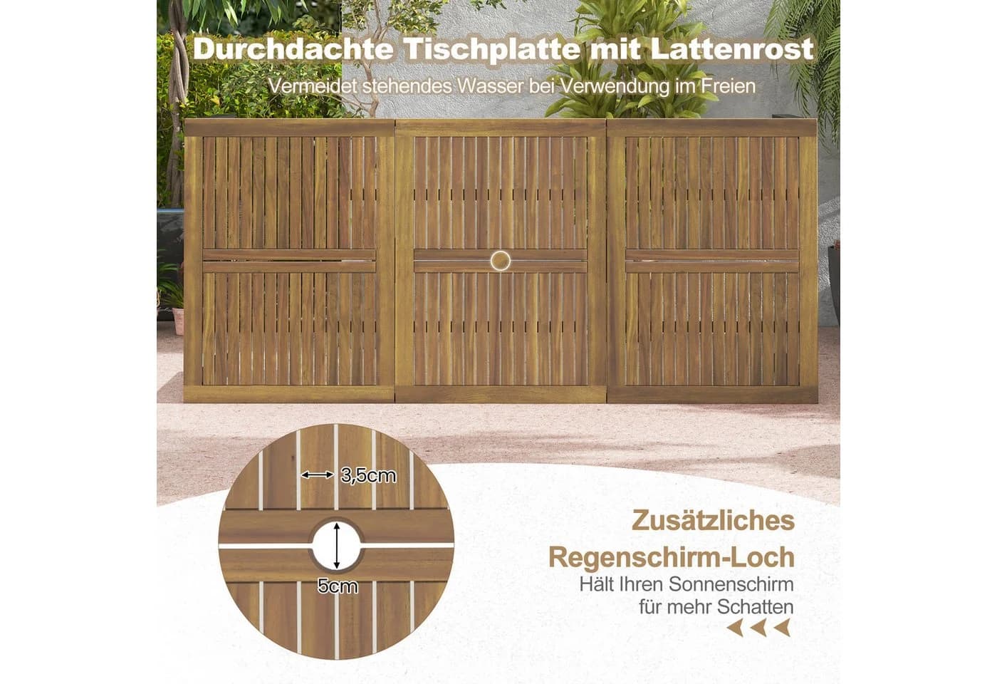 COSTWAY Gartentisch Akazienholz Esstisch für 8 Personen - Bild 4