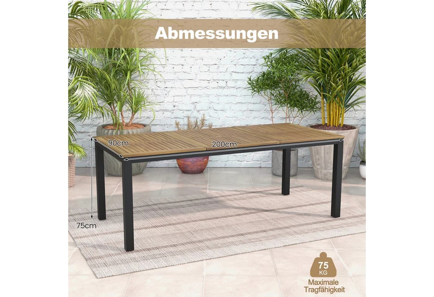 COSTWAY Gartentisch Akazienholz Esstisch für 8 Personen - Bild 5