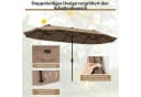 COSTWAY Sonnenschirm 400x200cm Beige mit Ständer und Kurbel Bild 3