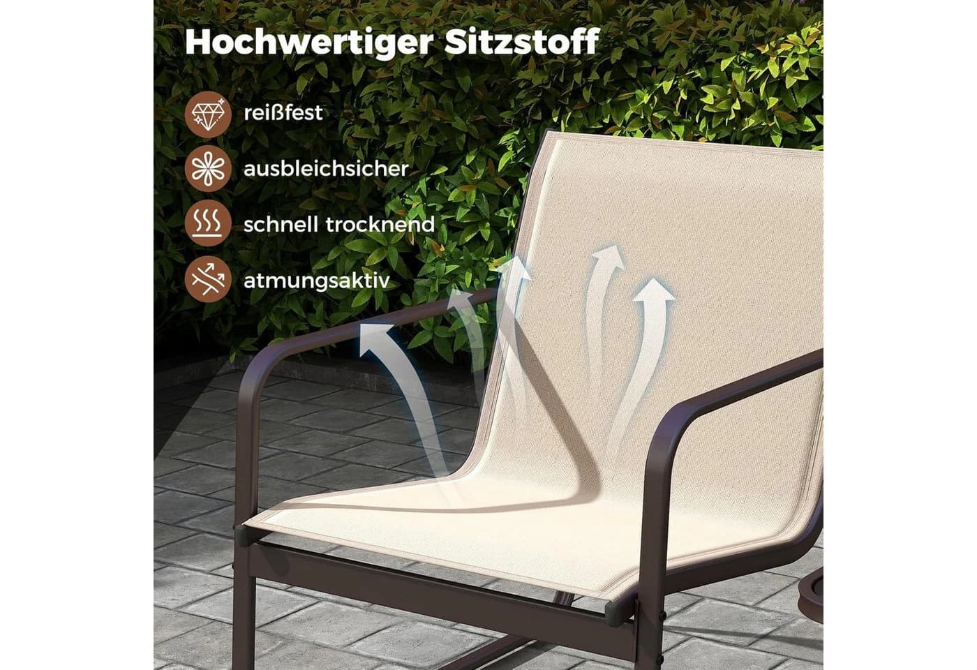 KOMFOTTEU Balkonset 3-tlg. Braun/Schwarz mit 2 Stühlen & Tisch - Bild 5