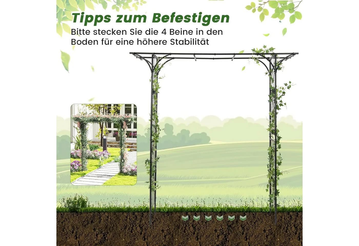 KOMFOTTEU Rosenbogen Gartenbogen für Kletterpflanzen, Hochzeitsbogen - Bild 3