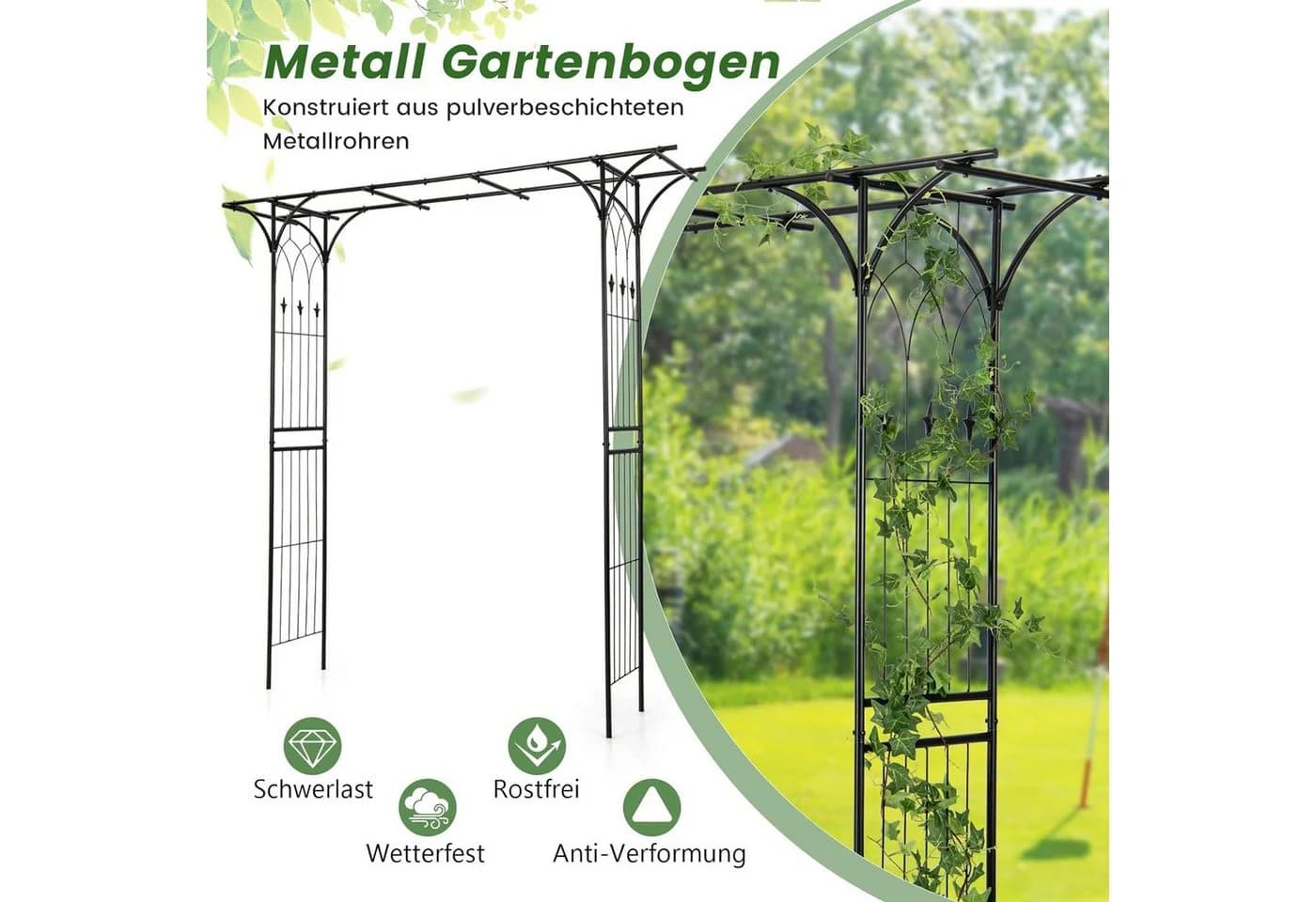 KOMFOTTEU Rosenbogen Gartenbogen für Kletterpflanzen, Hochzeitsbogen - Bild 4