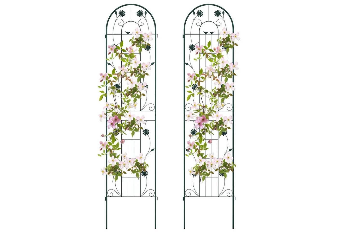 KOMFOTTEU Gartenzaun Rankgitter Metall Weiß/Grün 220x50cm - Bild 2