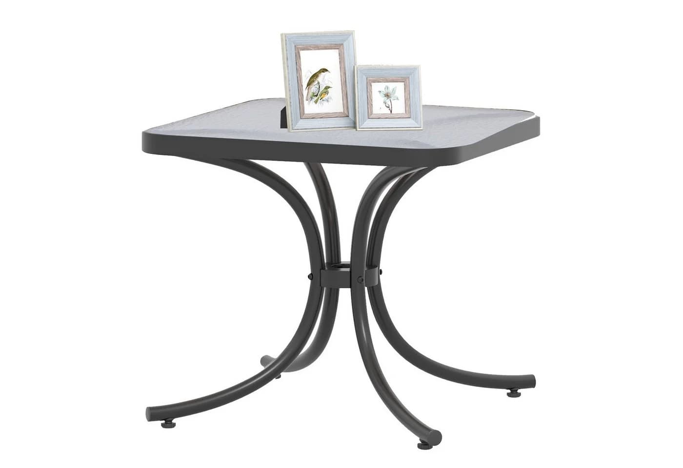 KOMFOTTEU Gartentisch Schwarz Gehärtetes Glas Metallrahmen - Bild 2
