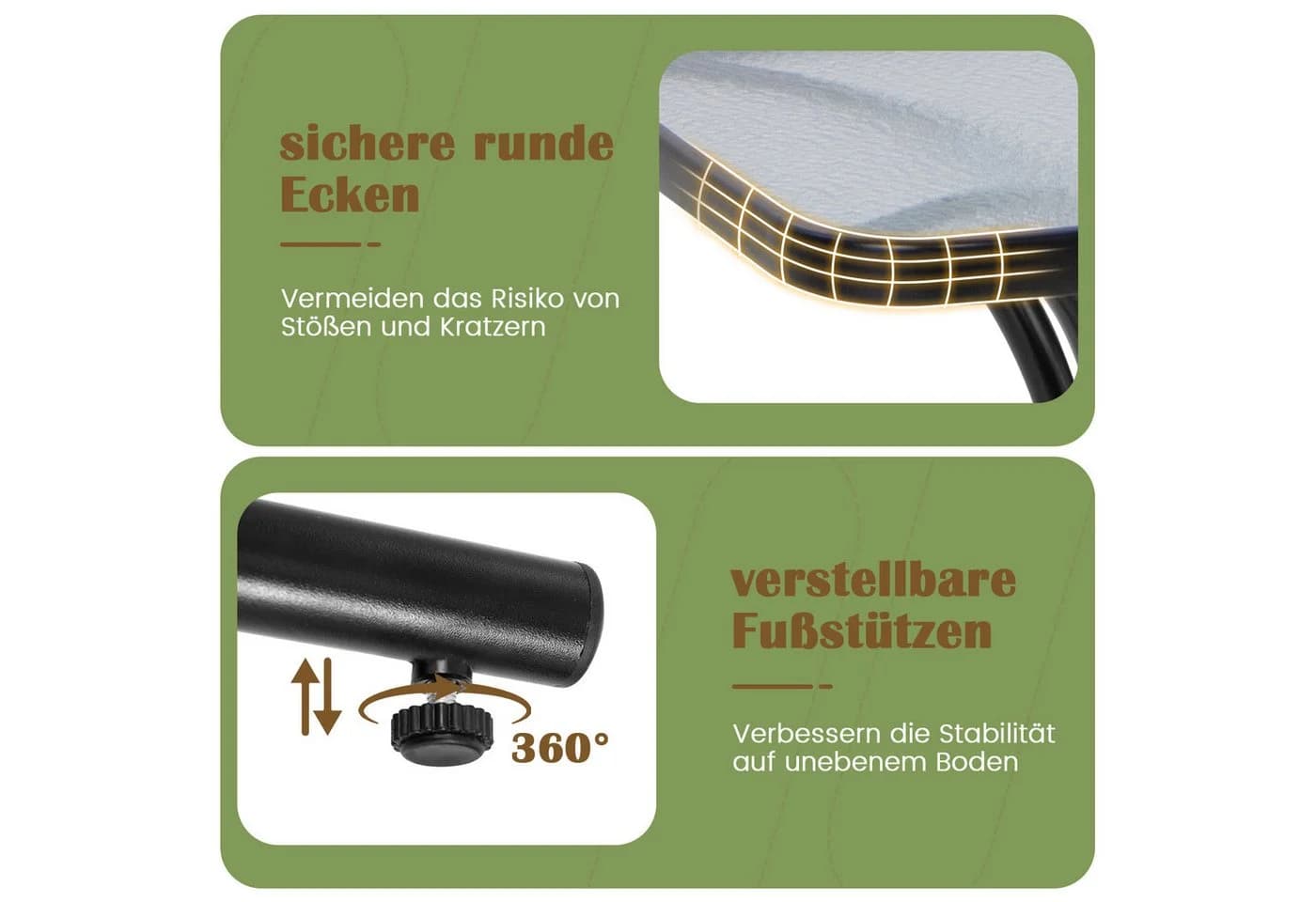 KOMFOTTEU Gartentisch Schwarz Gehärtetes Glas Metallrahmen - Bild 5