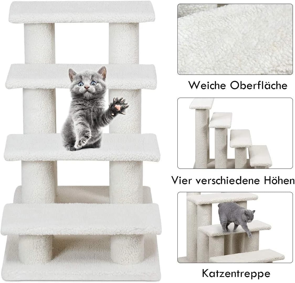 KOMFOTTEU Haustiertreppe Katzentreppe mit Lammfell beige - Bild 5