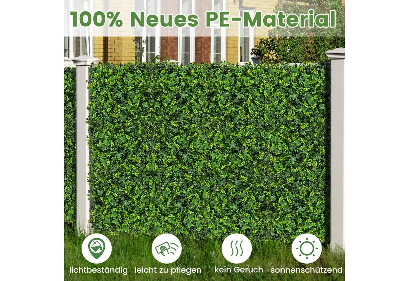 Kunstpflanze COSTWAY 12-Stück Pflanzenwand UV-geschützt 50,5x50,5cm - Bild 4