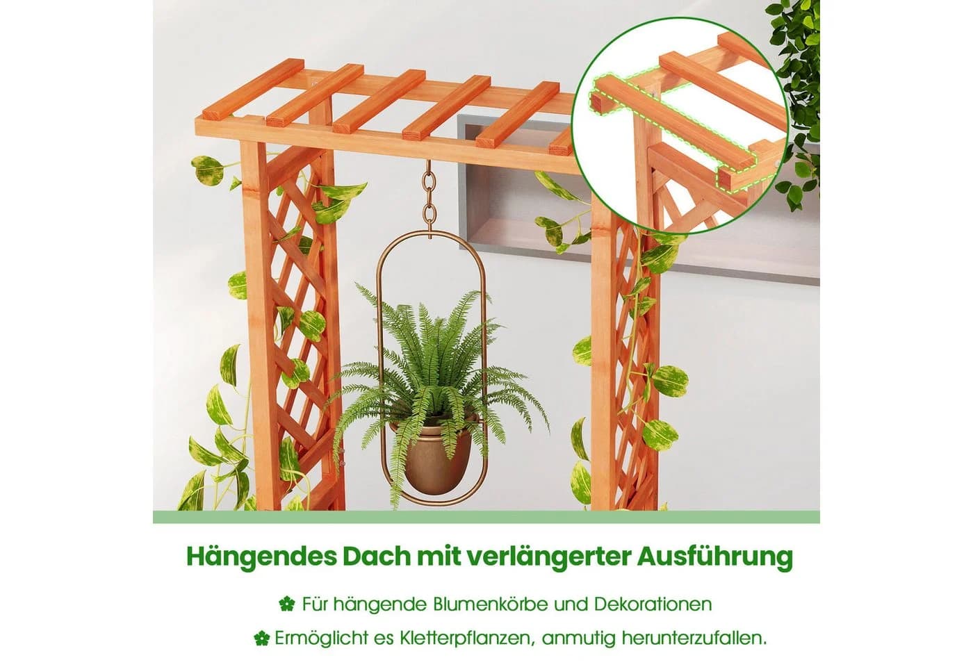 COSTWAY Hochbeet mit Rankgitter für Kletterpflanzen und hängende Körbe - Bild 4