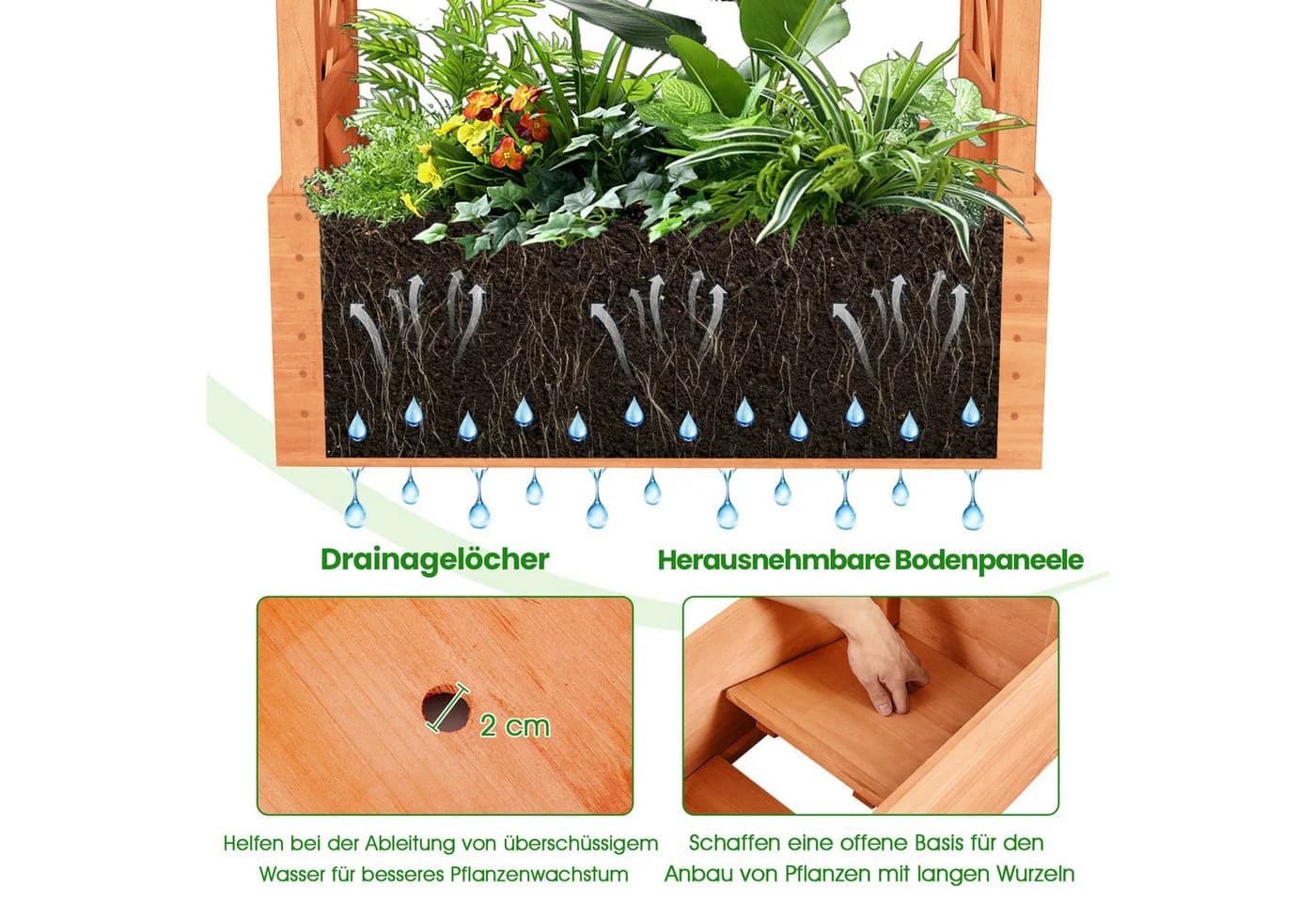 COSTWAY Hochbeet mit Rankgitter für Kletterpflanzen und hängende Körbe - Bild 5
