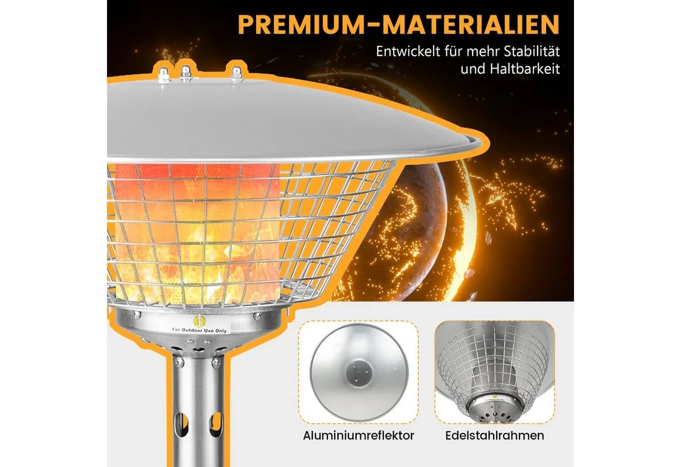 COSTWAY Terrassenheizer 4000W mit Regler & Schlauch Silber
