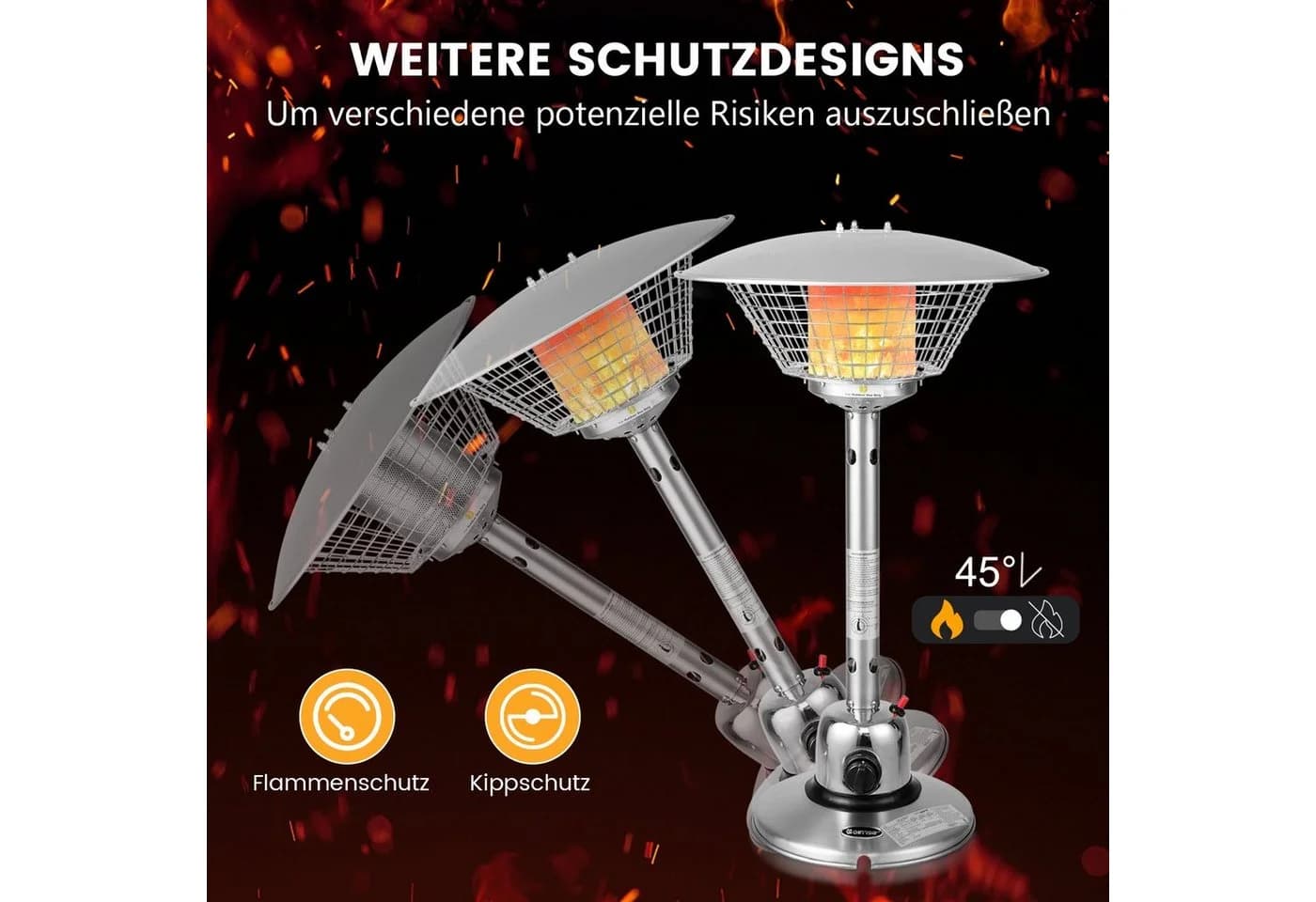COSTWAY Terrassenheizer 4000W mit Regler & Schlauch Silber - Bild 5