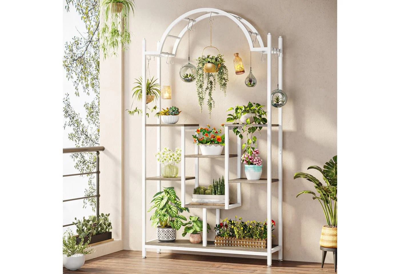 Tribesigns Blumenständer 5-stöckig Grau mit 8 S-Haken