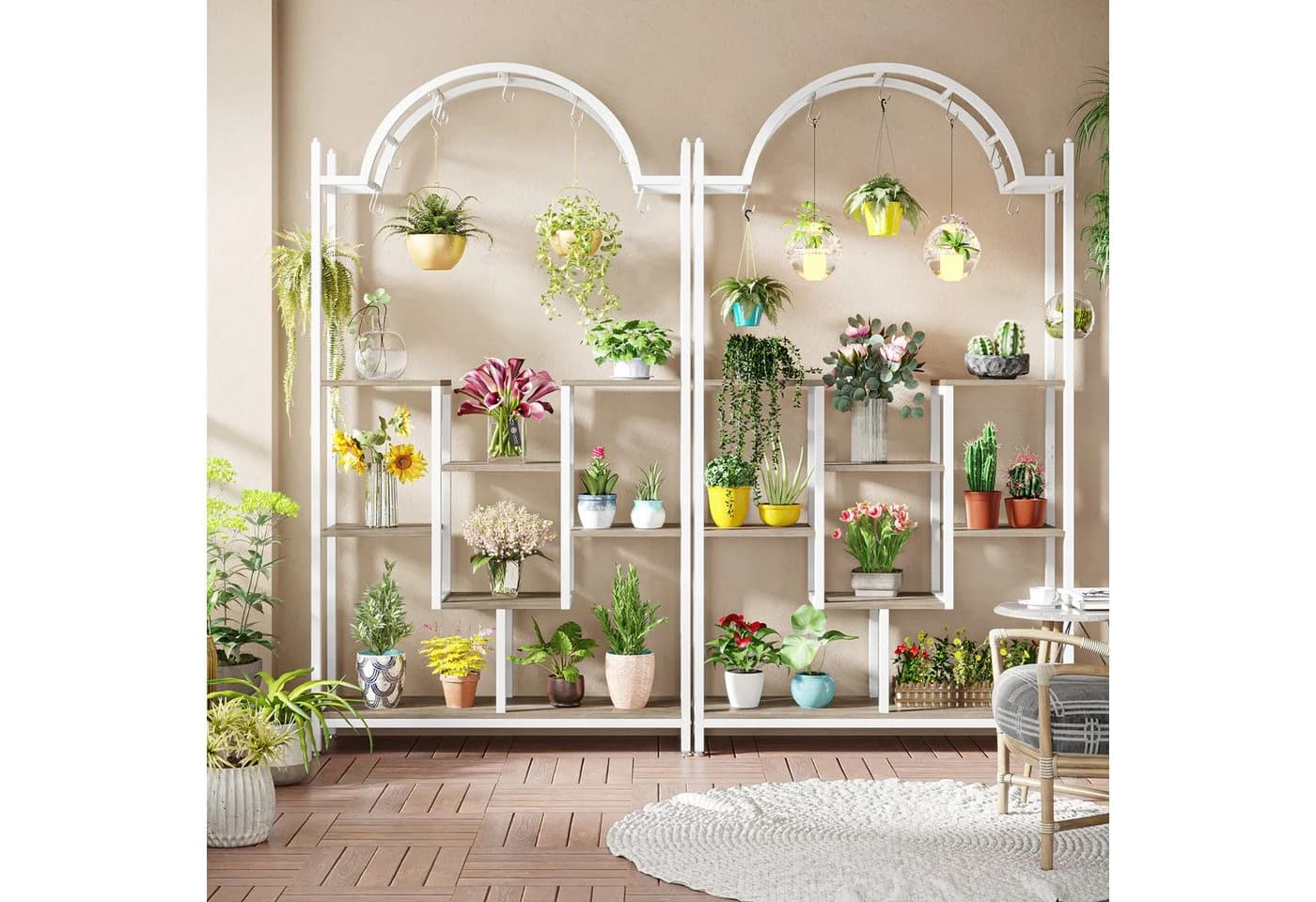 Tribesigns Blumenständer 5-stöckig Grau mit 8 S-Haken - Bild 3