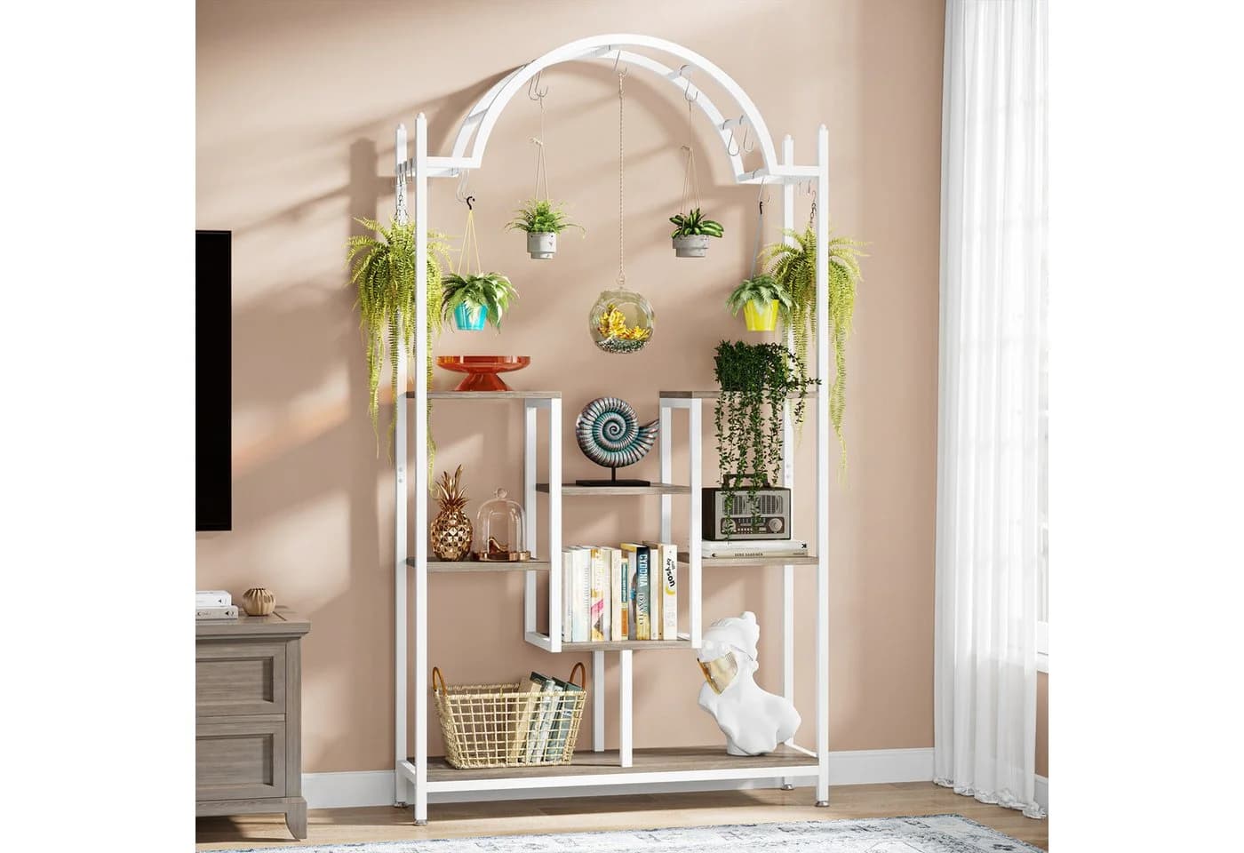 Tribesigns Blumenständer 5-stöckig Grau mit 8 S-Haken - Bild 5