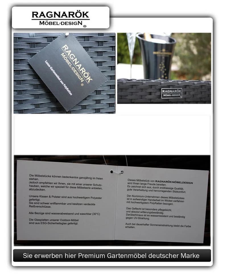 Ragnarök Möbel-Design Garten-Essgruppe Heimdall Esstisch Set 8+4 Polyrattan Aluminium - Bild 3