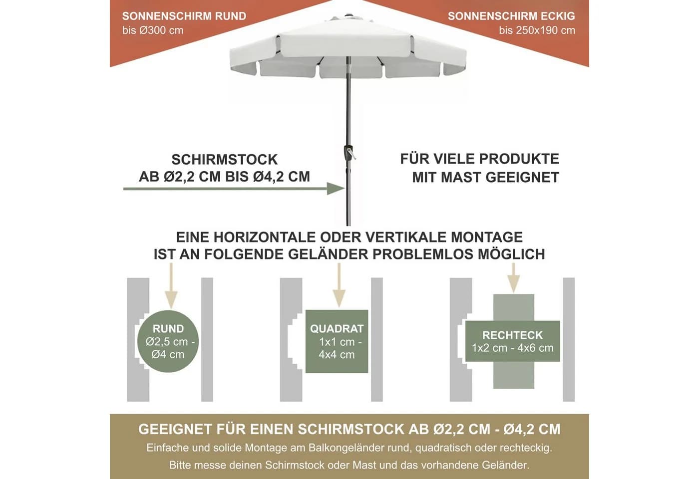 KDR Produktgestaltung Sonnenschirmhalter Balkongeländer Edelstahl - Bild 5