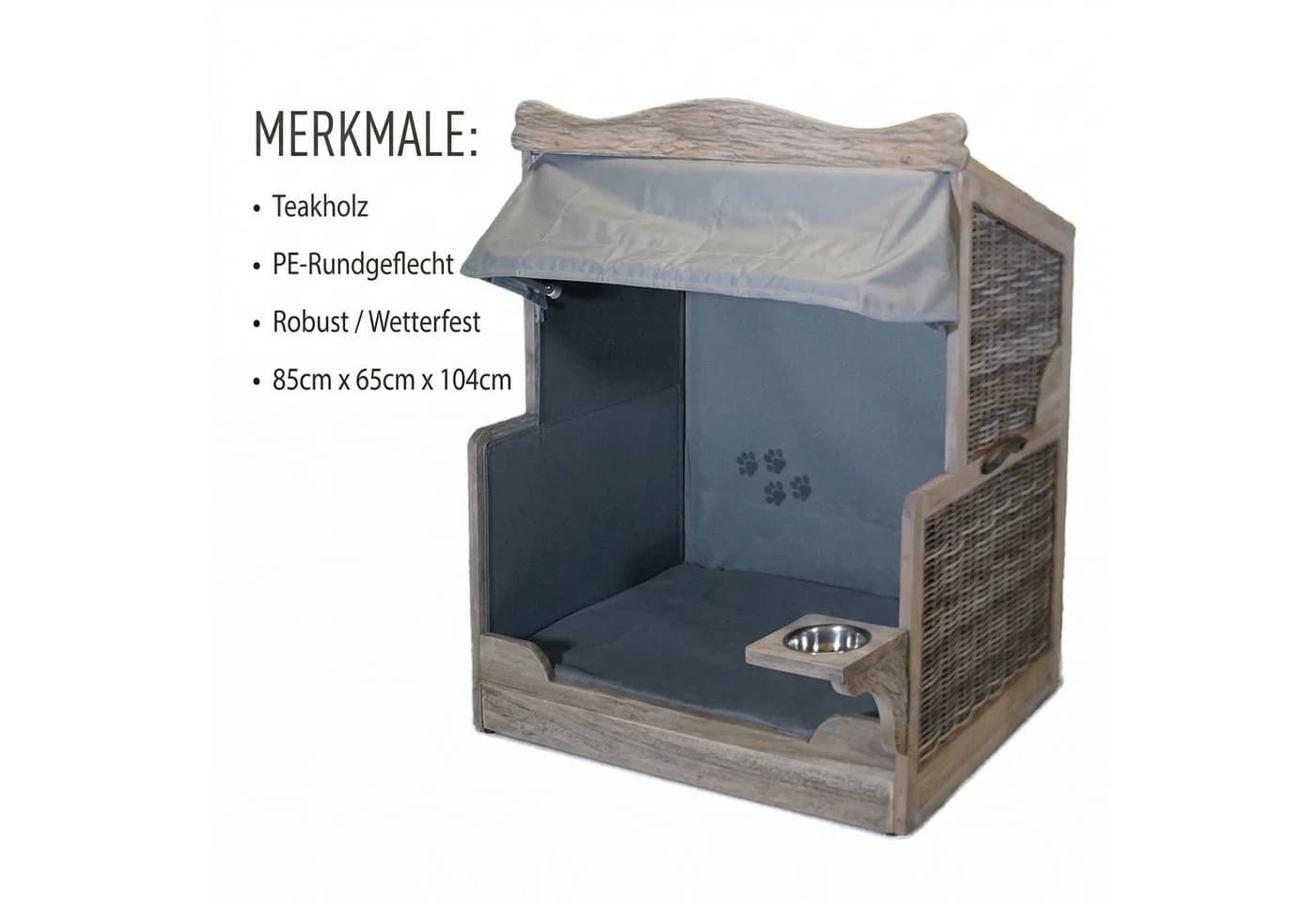 Strandkorb-King Hundestrandkorb XL aus Teakholz grau