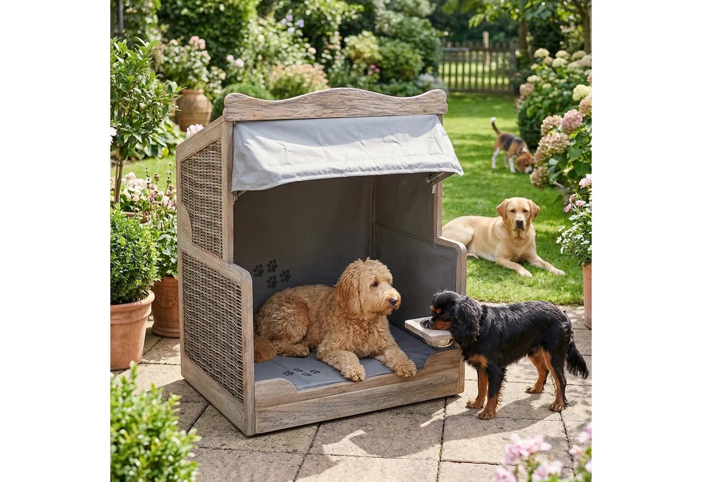 Strandkorb-King Hundestrandkorb XL aus Teakholz grau - Bild 4
