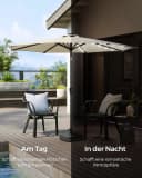 SONGMICS Sonnenschirm 300cm LED-Beleuchtung UPF50+ Beige Bild 3