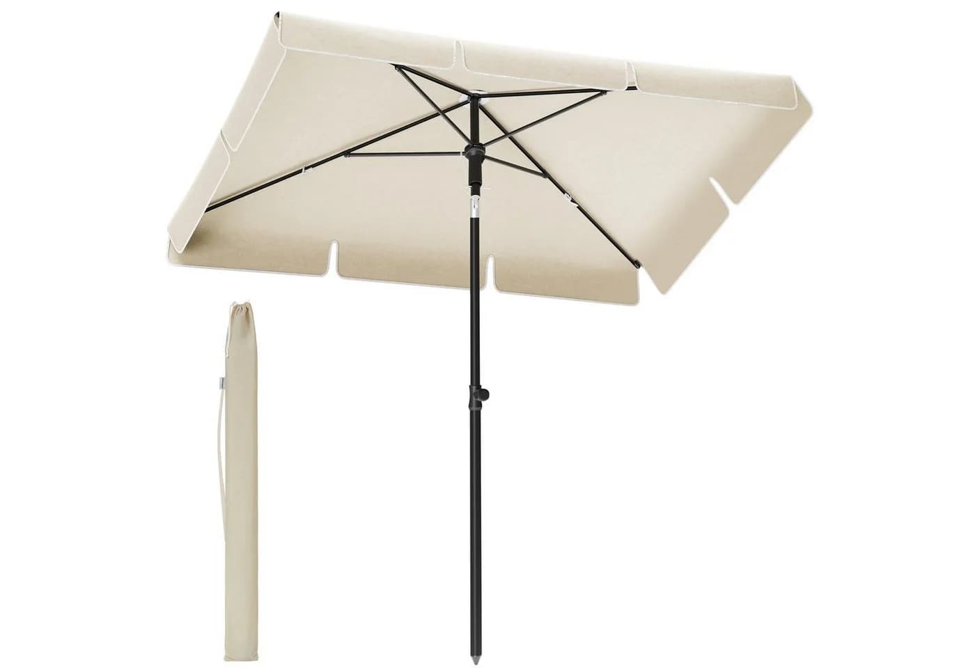 SONGMICS Sonnenschirm 200x125 cm Balkonschirm UPF 50+ Beige
