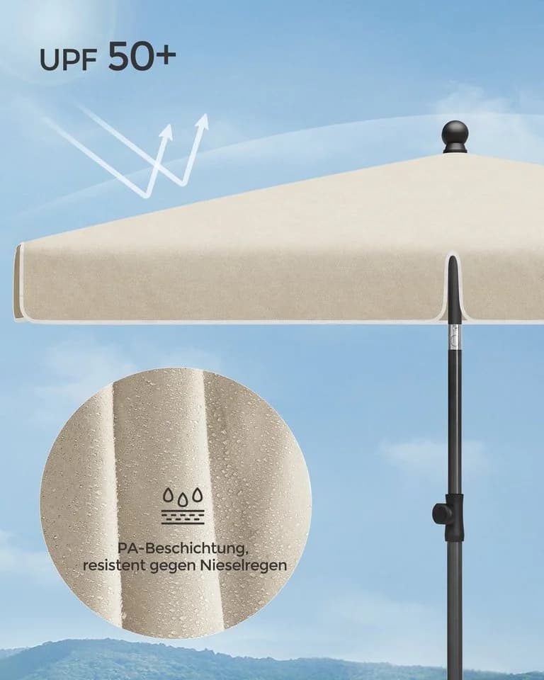 SONGMICS Sonnenschirm 200x125 cm Balkonschirm UPF 50+ Beige - Bild 5