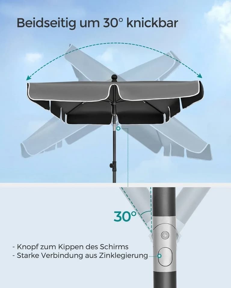 SONGMICS Sonnenschirm 180x125 cm UPF 50+ Balkon - Bild 3