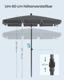 SONGMICS Sonnenschirm 180x125 cm UPF 50+ Balkon Bild 4