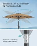 SONGMICS Sonnenschirm UPF 50+ mit Kurbel 200cm Bild 4