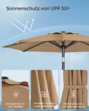 SONGMICS Sonnenschirm UPF 50+ mit Kurbel 200cm Bild 5
