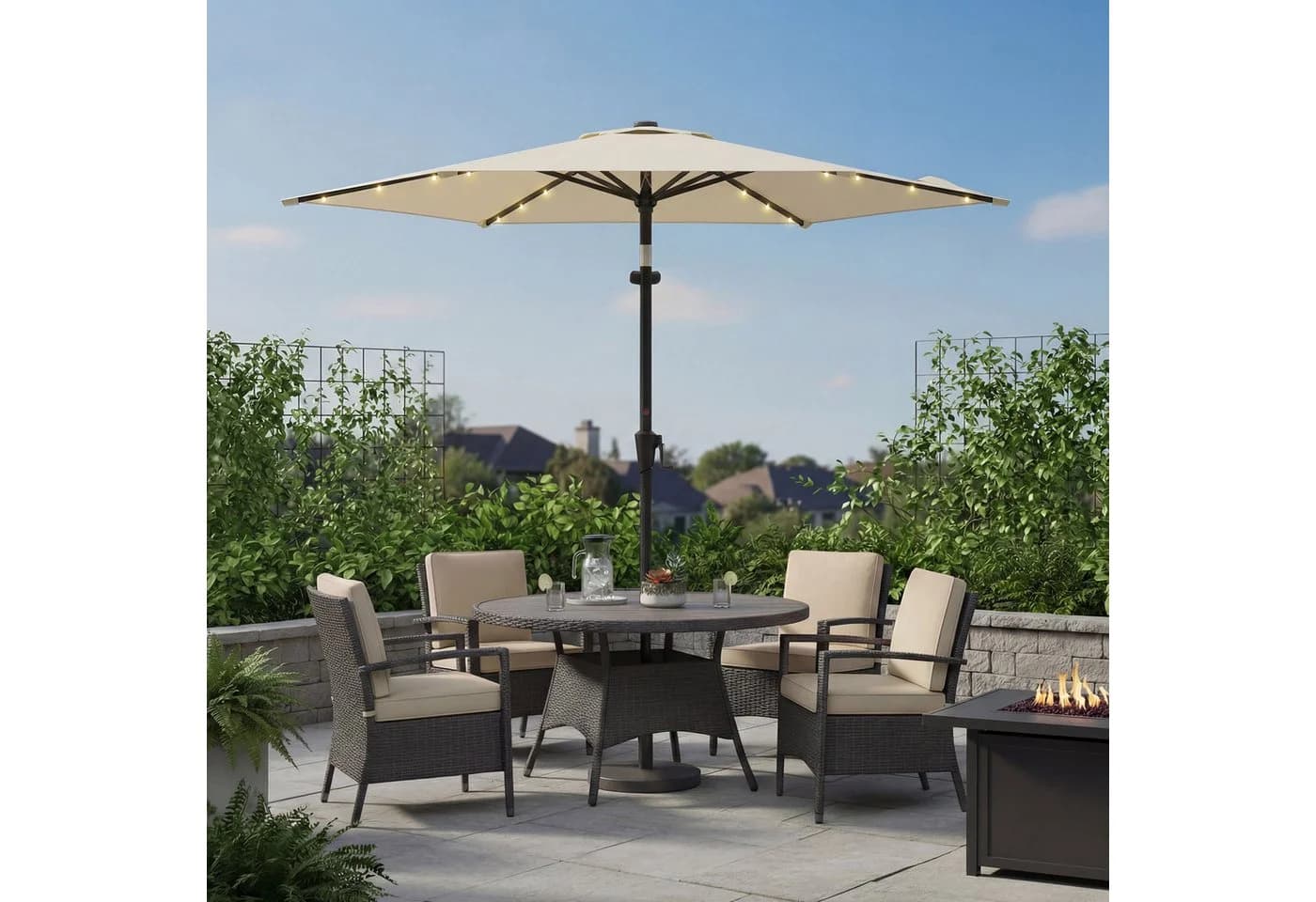 SONGMICS Sonnenschirm 270cm LED-Beleuchtung UPF50+ - Bild 3